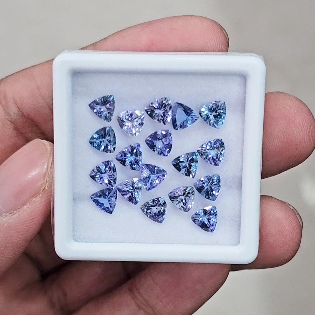 18 Pcs Of Natural Unheated Tanzanite Faceted | Shape: Trillion | Size: 6mm