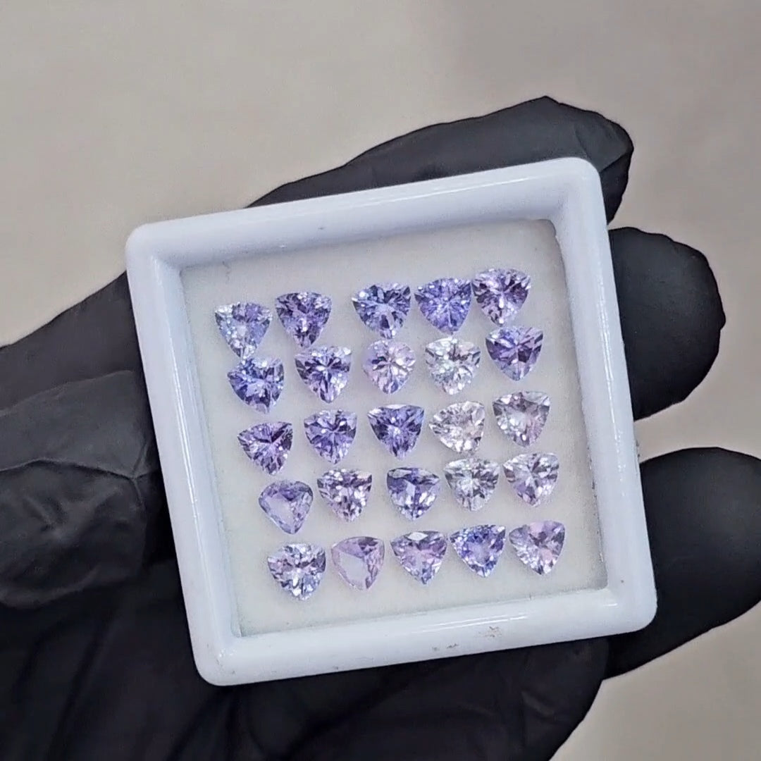 25 Pcs Of Natural Lavender Pink Unheated Tanzanite Faceted | Shape: Trillion | Size: 5mm