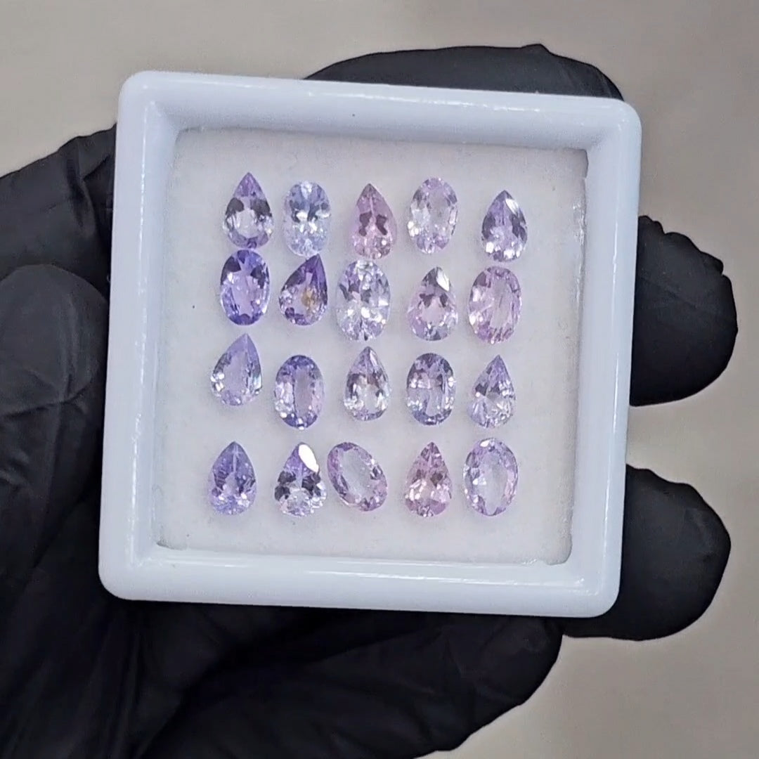 20 Pcs Of Natural Lavender Pink Unheated Tanzanite Faceted | Shape: Oval & Pear | Size: 6x4mm
