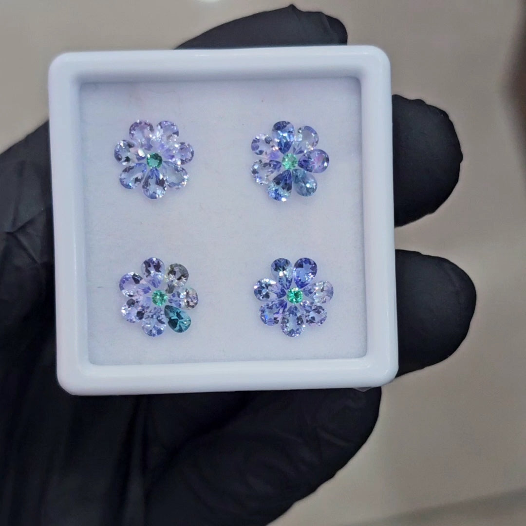 32 Pcs Of Natural Unheated Tanzanite & Tsavorite Faceted | Shape: Round & Pear | Size: 2-4mm - The LabradoriteKing