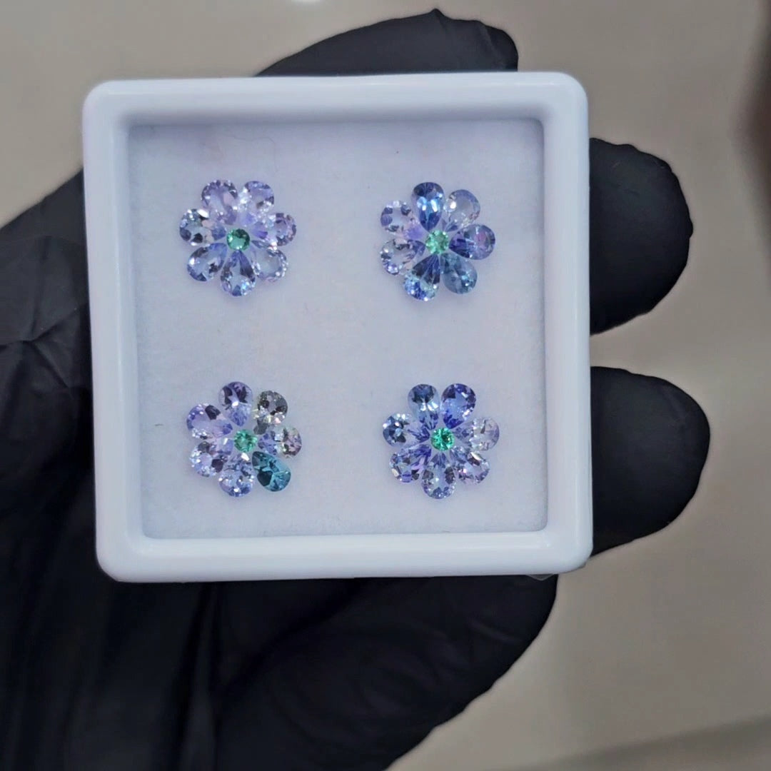 32 Pcs Of Natural Unheated Tanzanite & Tsavorite Faceted | Shape: Round & Pear | Size: 2-4mm - The LabradoriteKing