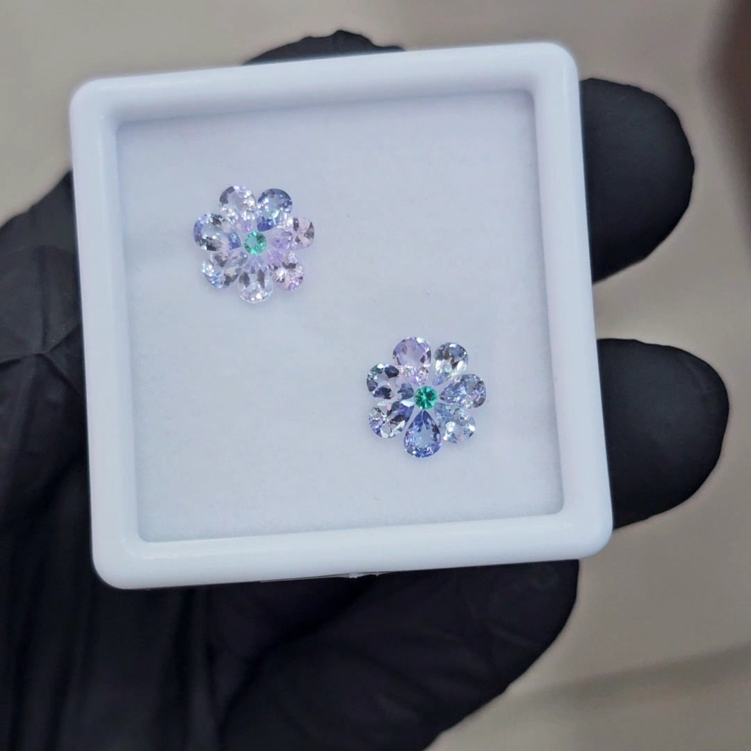 16 Pcs Of Natural Unheated Tanzanite & Tsavorite Faceted | Shape: Round & Pear | Size: 2-4mm - The LabradoriteKing