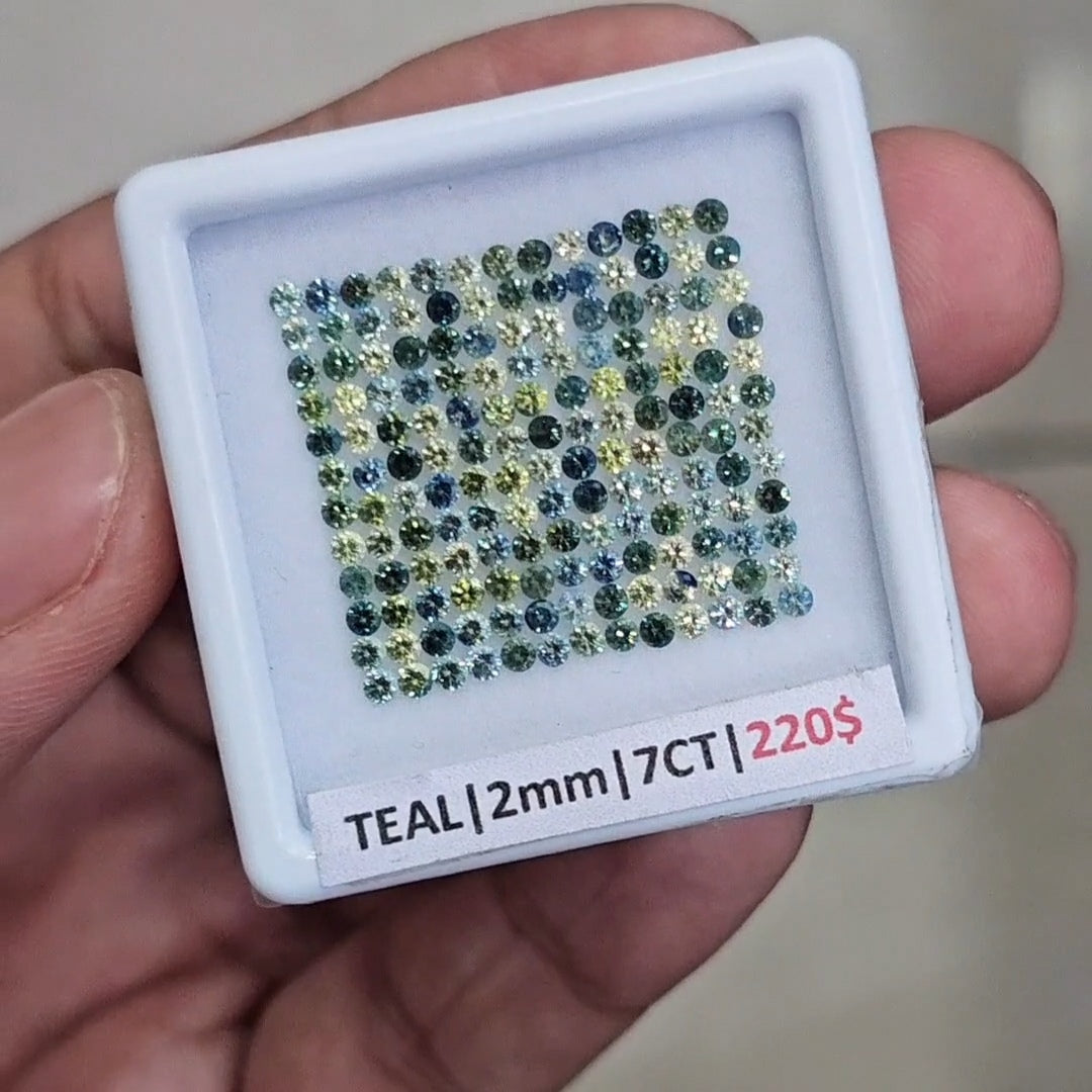 1 Box Of Natural Teal Australian Sapphire | 2mm| Round Ideal Cut - The LabradoriteKing