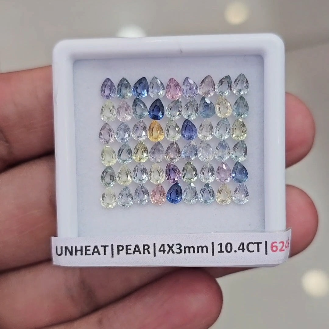 1 Box Of Natural Unheated Sapphire From Sri Lanka | 4X3mm| Pear | Ideal Cut - The LabradoriteKing