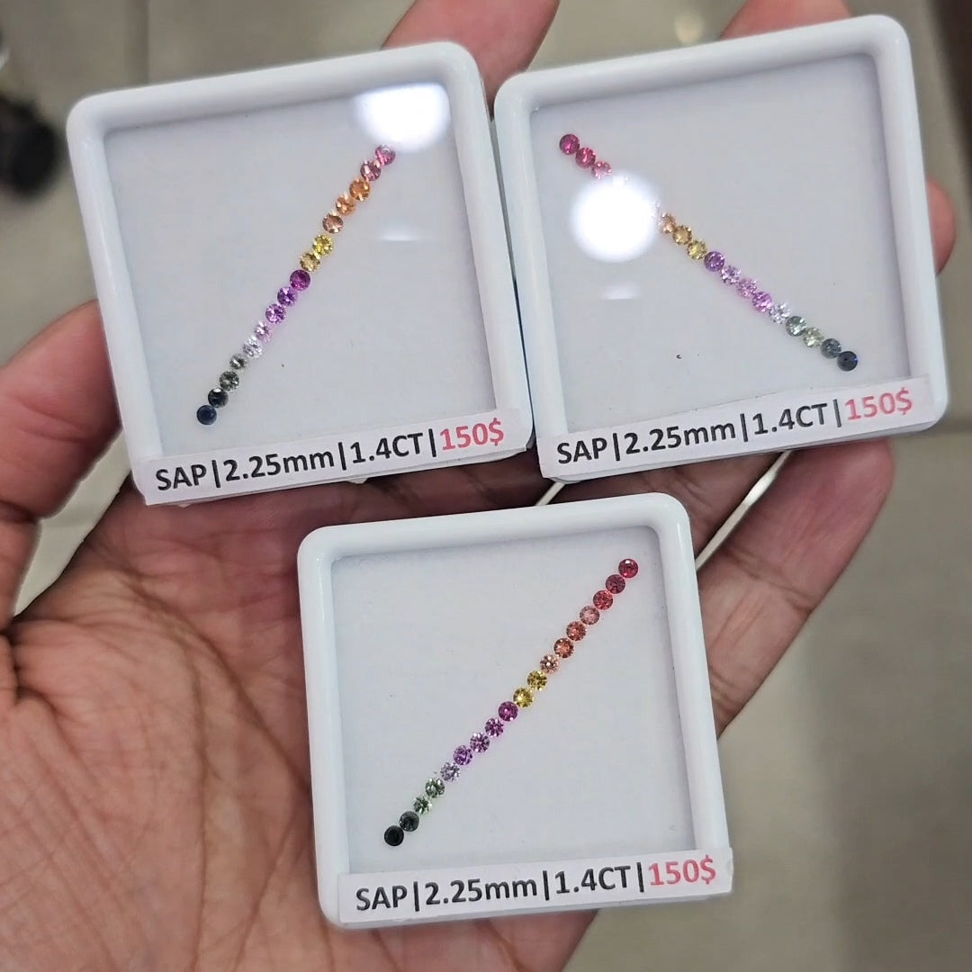 1 Box Of Natural Heated Sapphire | 2.25mm| Round | Round Ideal Cut - The LabradoriteKing