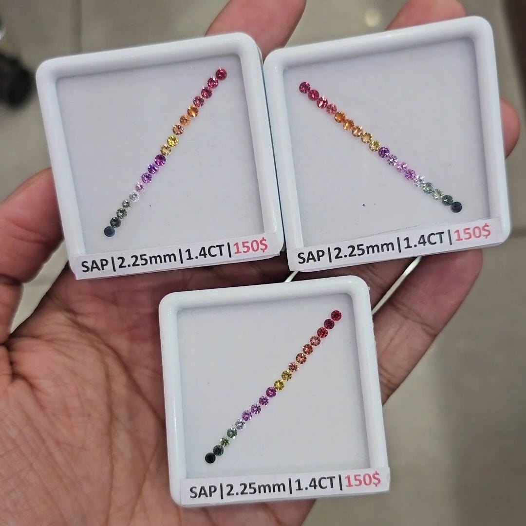 1 Box Of Natural Heated Sapphire | 2.25mm| Round | Round Ideal Cut - The LabradoriteKing