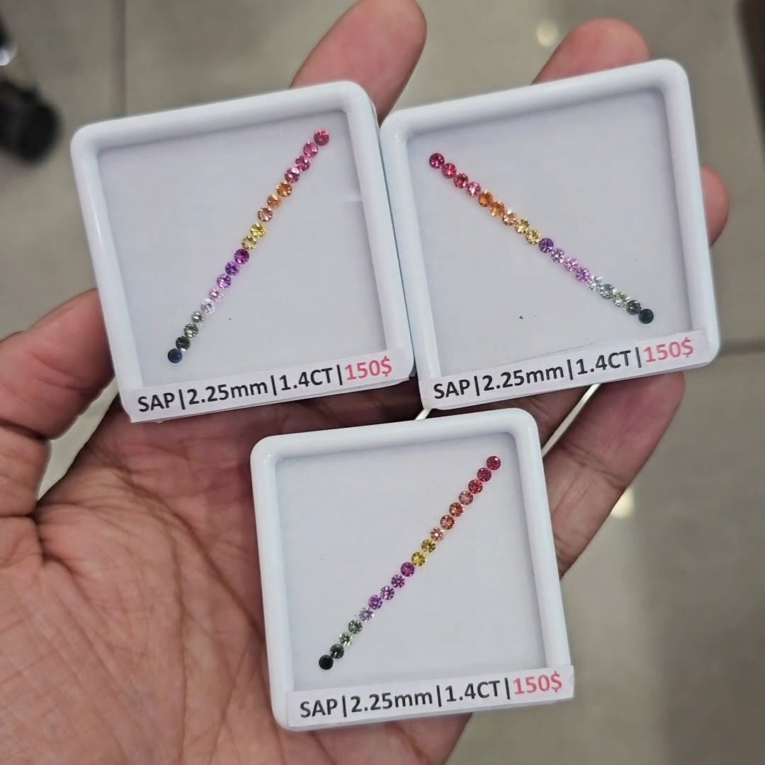 1 Box Of Natural Heated Sapphire | 2.25mm| Round | Round Ideal Cut - The LabradoriteKing