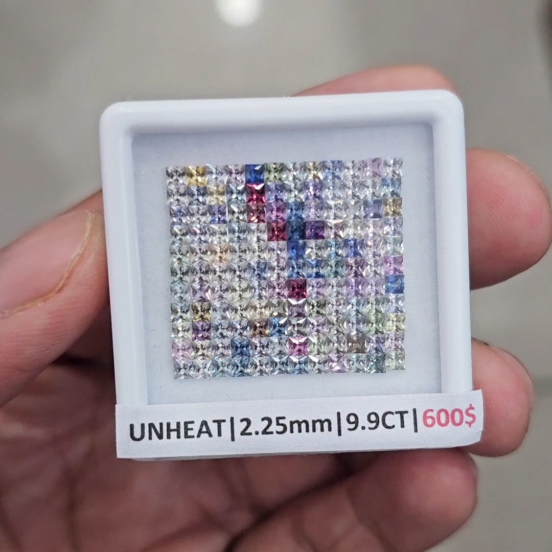 1 Box Of Natural Unheated Sapphire From Sri Lanka | 2.25mm| Square| Ideal Cut - The LabradoriteKing