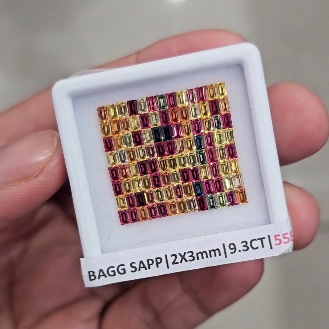 1 Box Of Natural Heated Sapphire | 3x2mm| Rectangle |  Ideal Cut - The LabradoriteKing