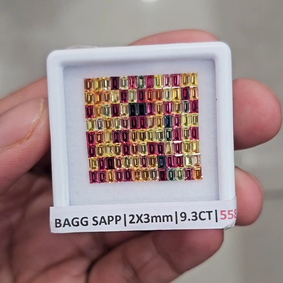 1 Box Of Natural Heated Sapphire | 3x2mm| Rectangle |  Ideal Cut - The LabradoriteKing