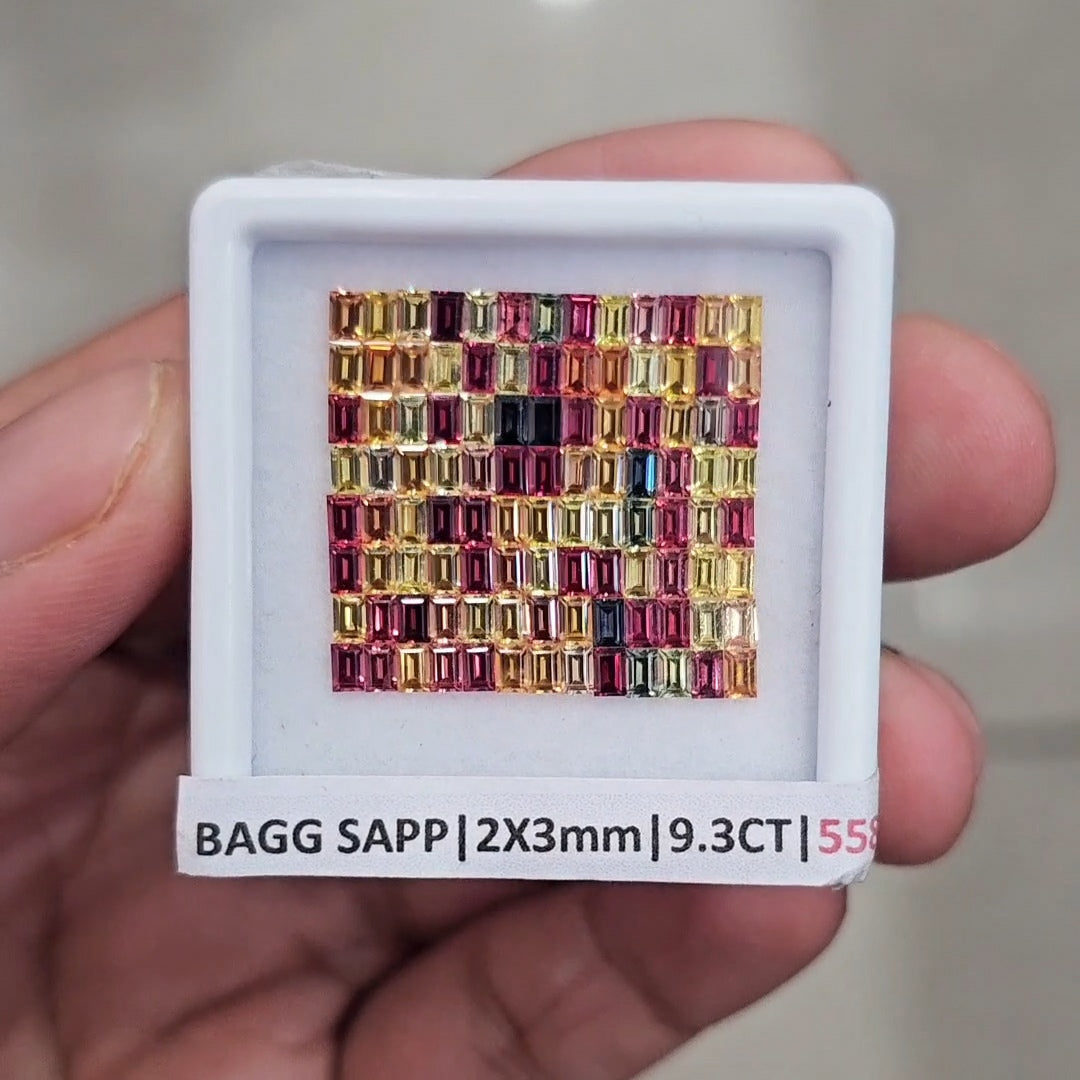 1 Box Of Natural Heated Sapphire | 3x2mm| Rectangle |  Ideal Cut - The LabradoriteKing