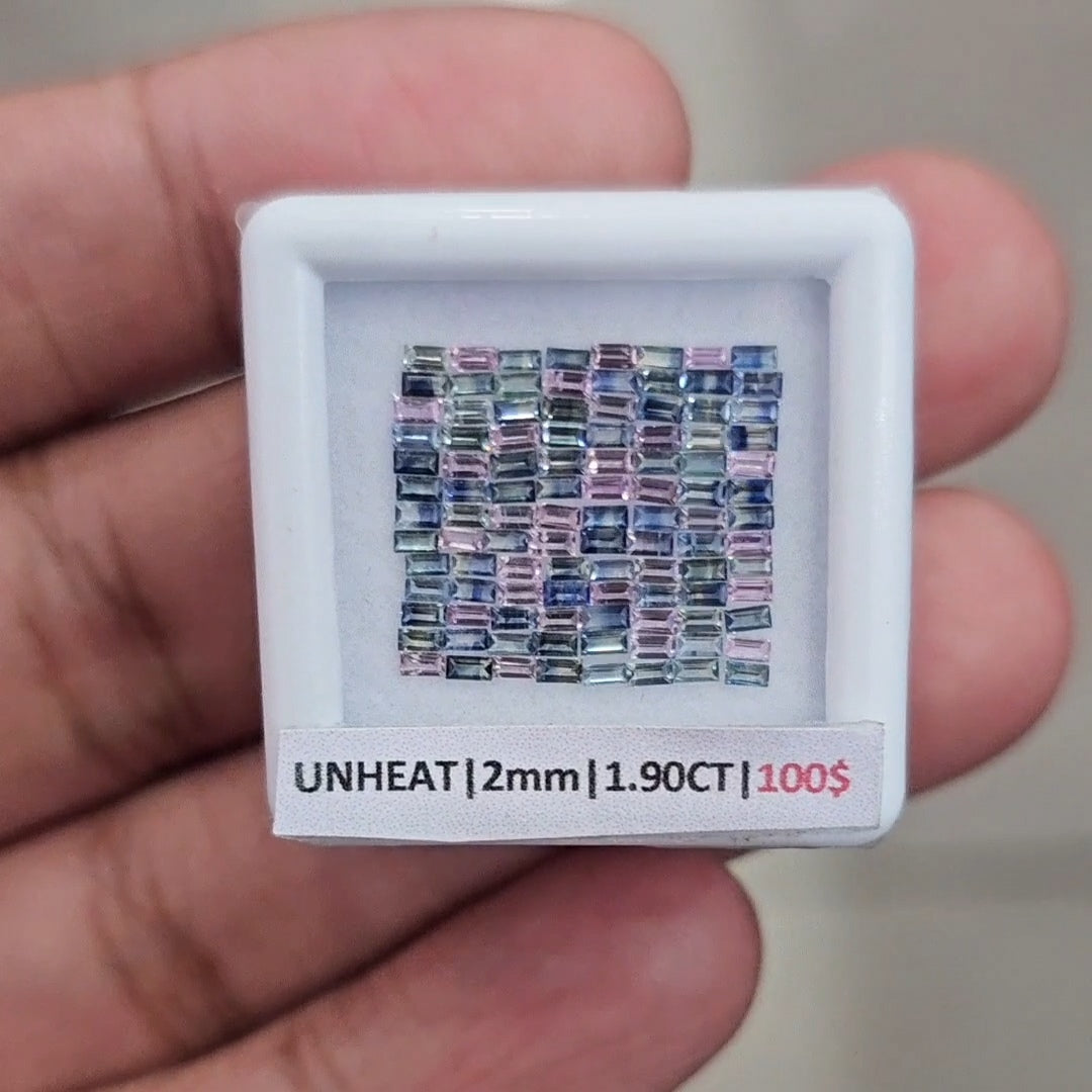 1 Box Of Natural Unheated Sapphire From Sri Lanka | 2mm| Rectangle | Ideal Cut - The LabradoriteKing