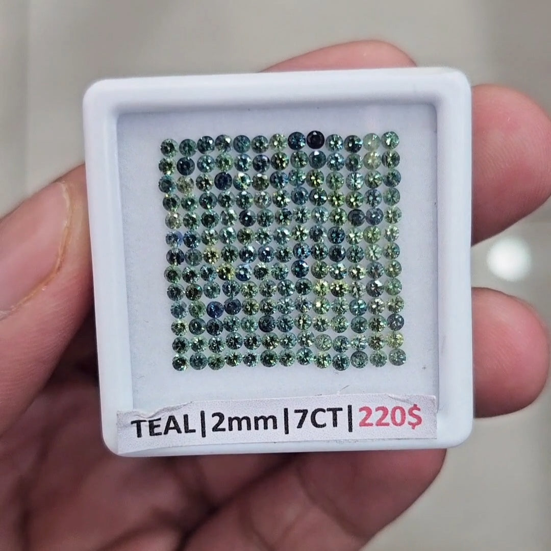 1 Box Of Natural Teal Australian Sapphire | 2mm| Round Ideal Cut - The LabradoriteKing