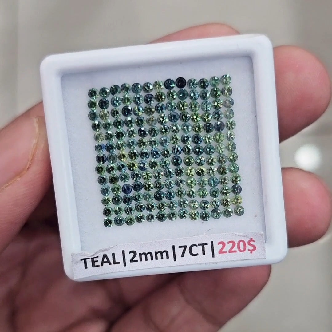 1 Box Of Natural Teal Australian Sapphire | 2mm| Round Ideal Cut - The LabradoriteKing