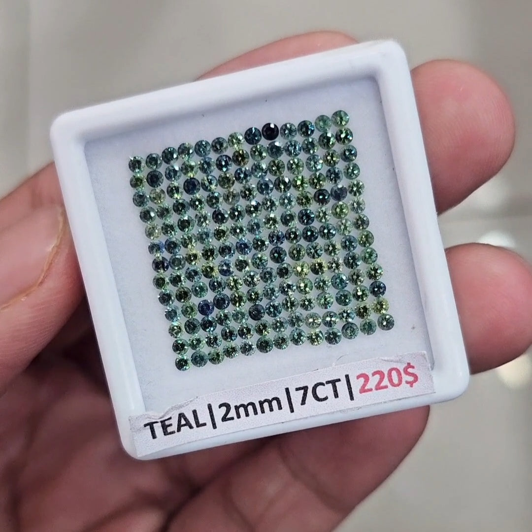 1 Box Of Natural Teal Australian Sapphire | 2mm| Round Ideal Cut - The LabradoriteKing