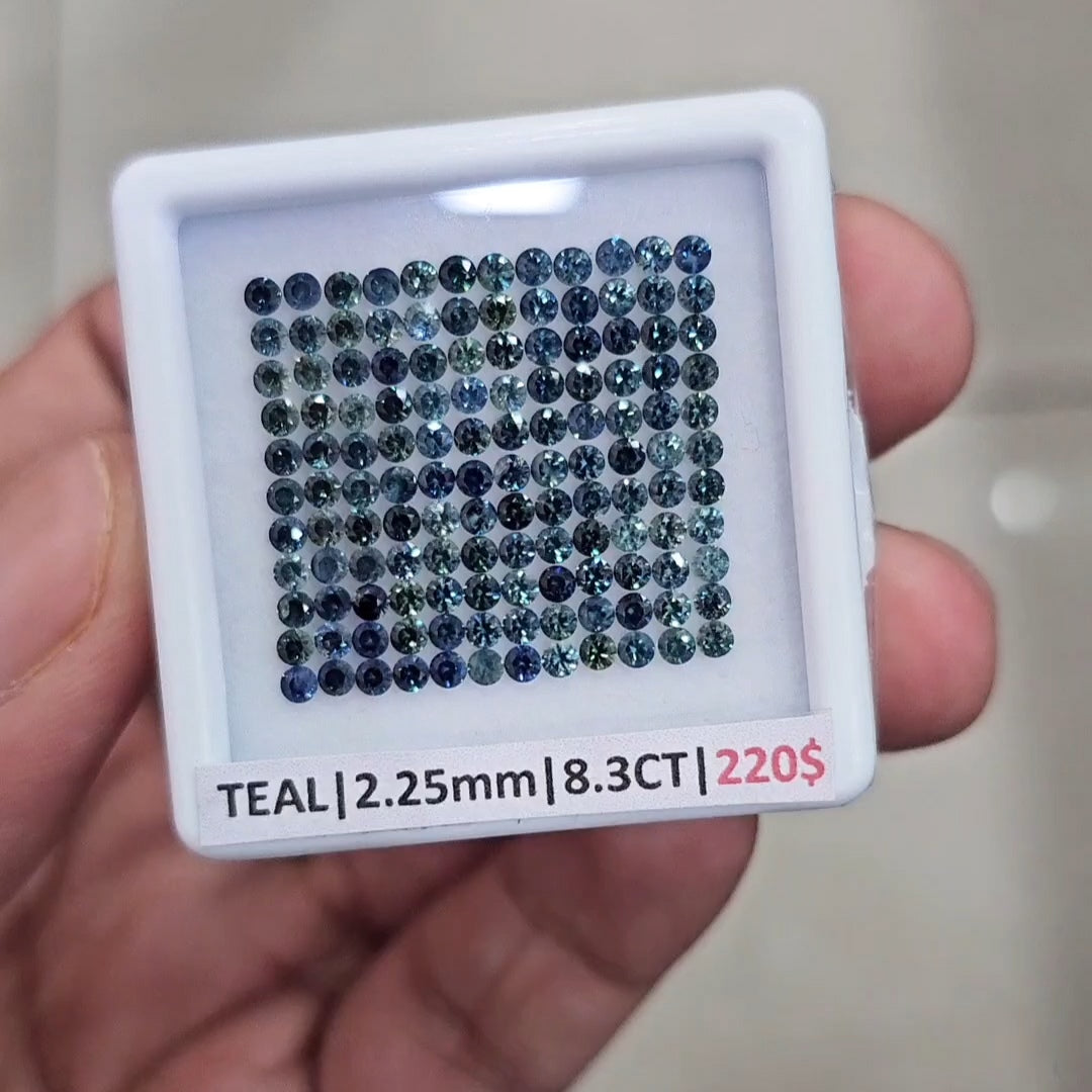1 Box Of Natural Teal Australian Sapphire | 2.25mm| Round Ideal Cut - The LabradoriteKing