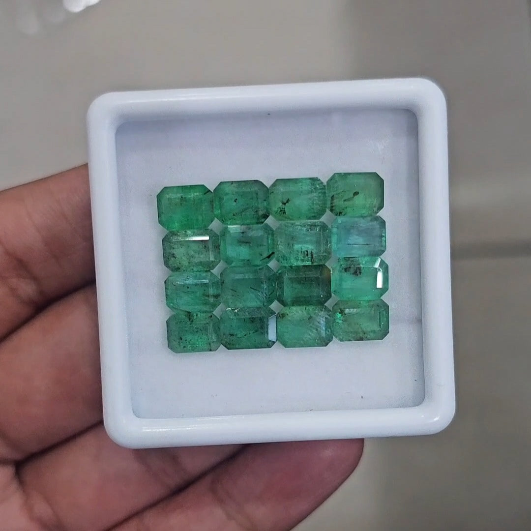 16pcs Of Natural Emerald Faceted | 8x6mm| Rectangle - The LabradoriteKing