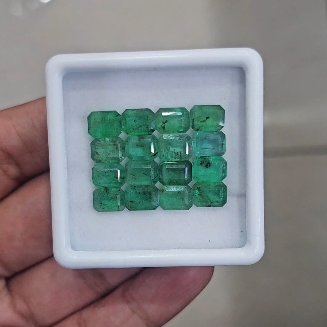 16pcs Of Natural Emerald Faceted | 8x6mm| Rectangle - The LabradoriteKing