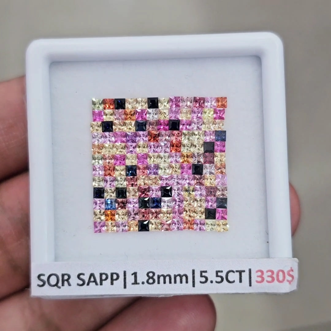 1 Box Of Natural Heated Sapphire | 1.8mm| Square |  Ideal Cut - The LabradoriteKing