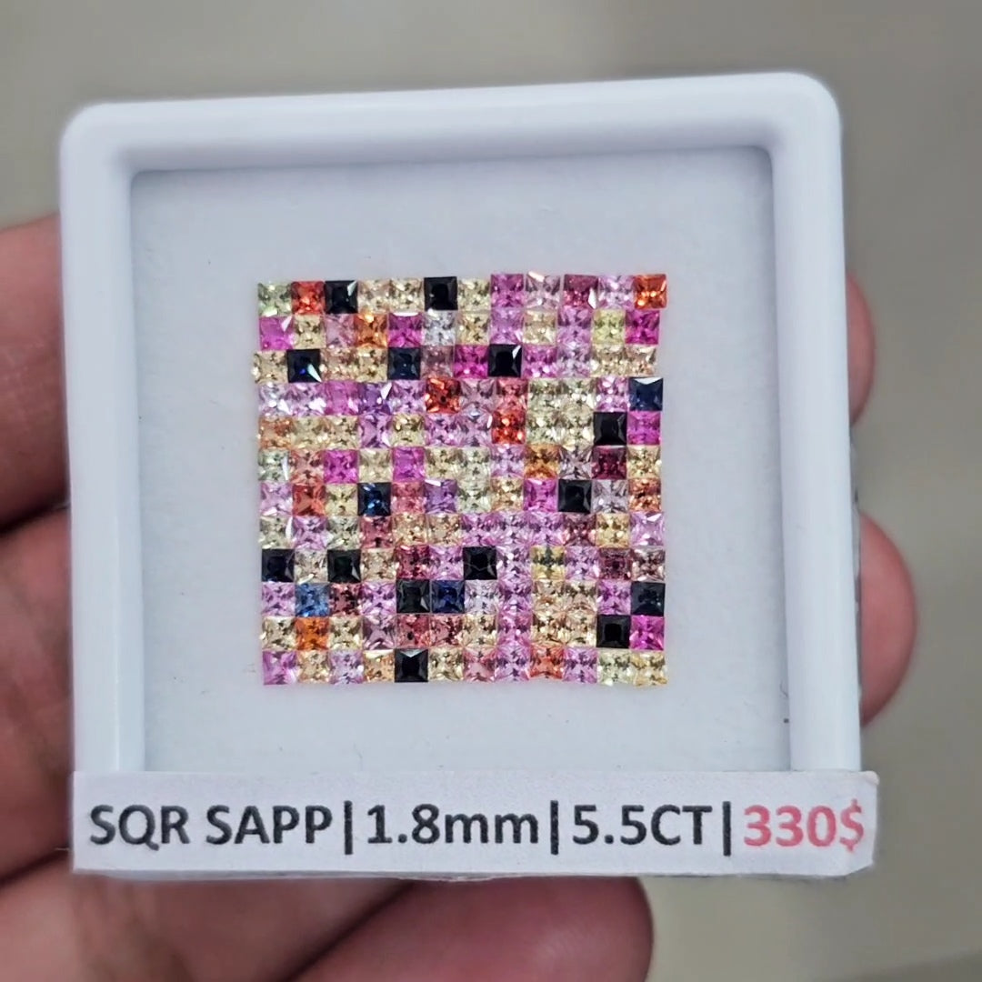 1 Box Of Natural Heated Sapphire | 1.8mm| Square |  Ideal Cut - The LabradoriteKing