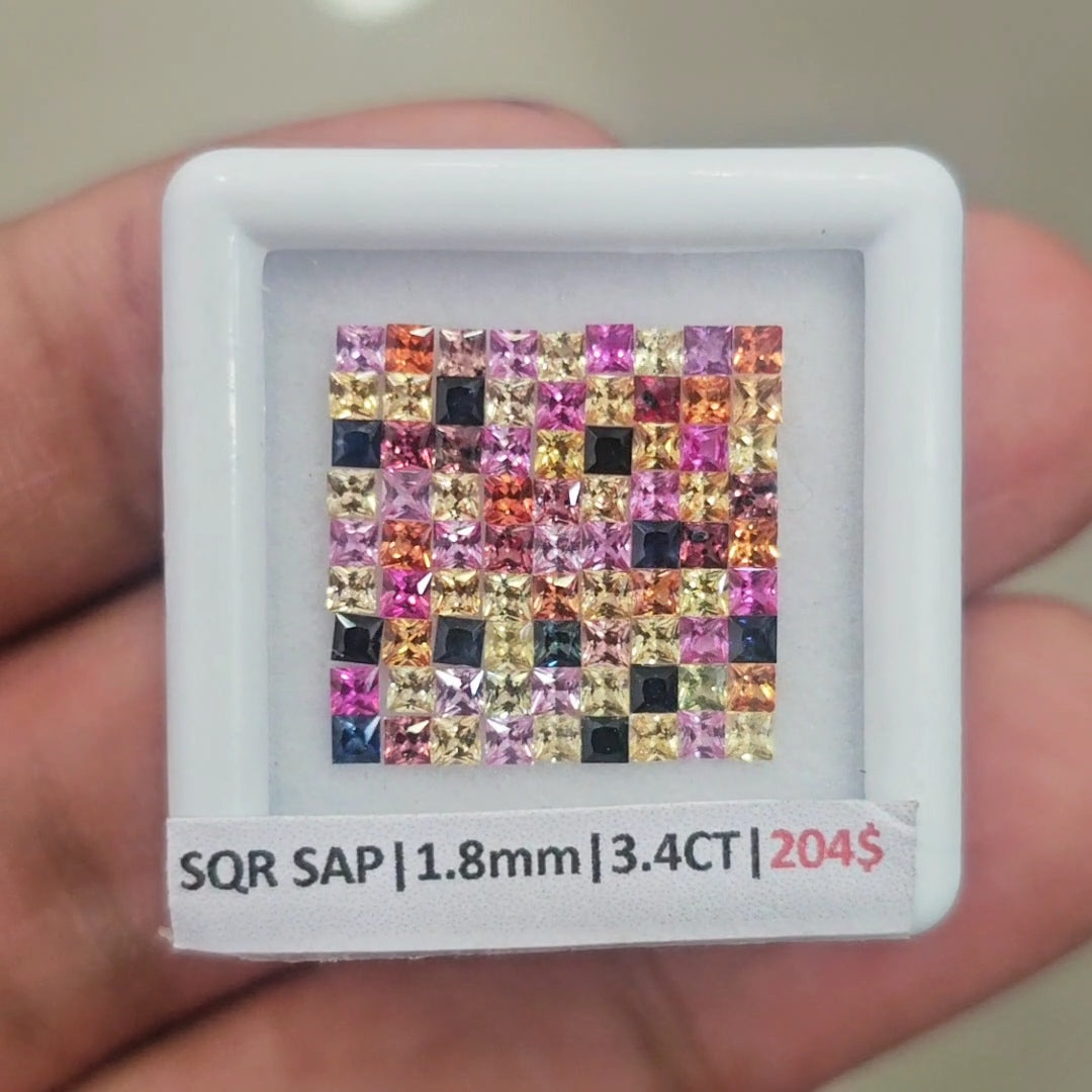 1 Box Of Natural Heated Sapphire | 1.8mm| Square |  Ideal Cut - The LabradoriteKing