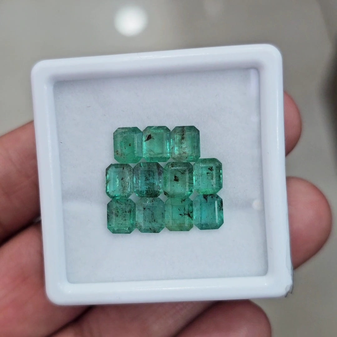 11pcs Of Natural Emerald Faceted | 6x5mm| Rectangle - The LabradoriteKing