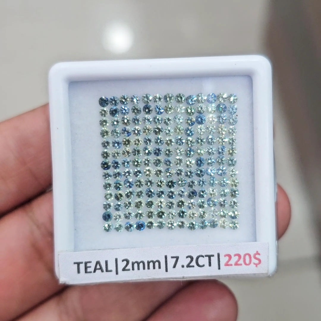 1 Box Of Natural Teal Australian Sapphire | 2mm| Round Ideal Cut - The LabradoriteKing