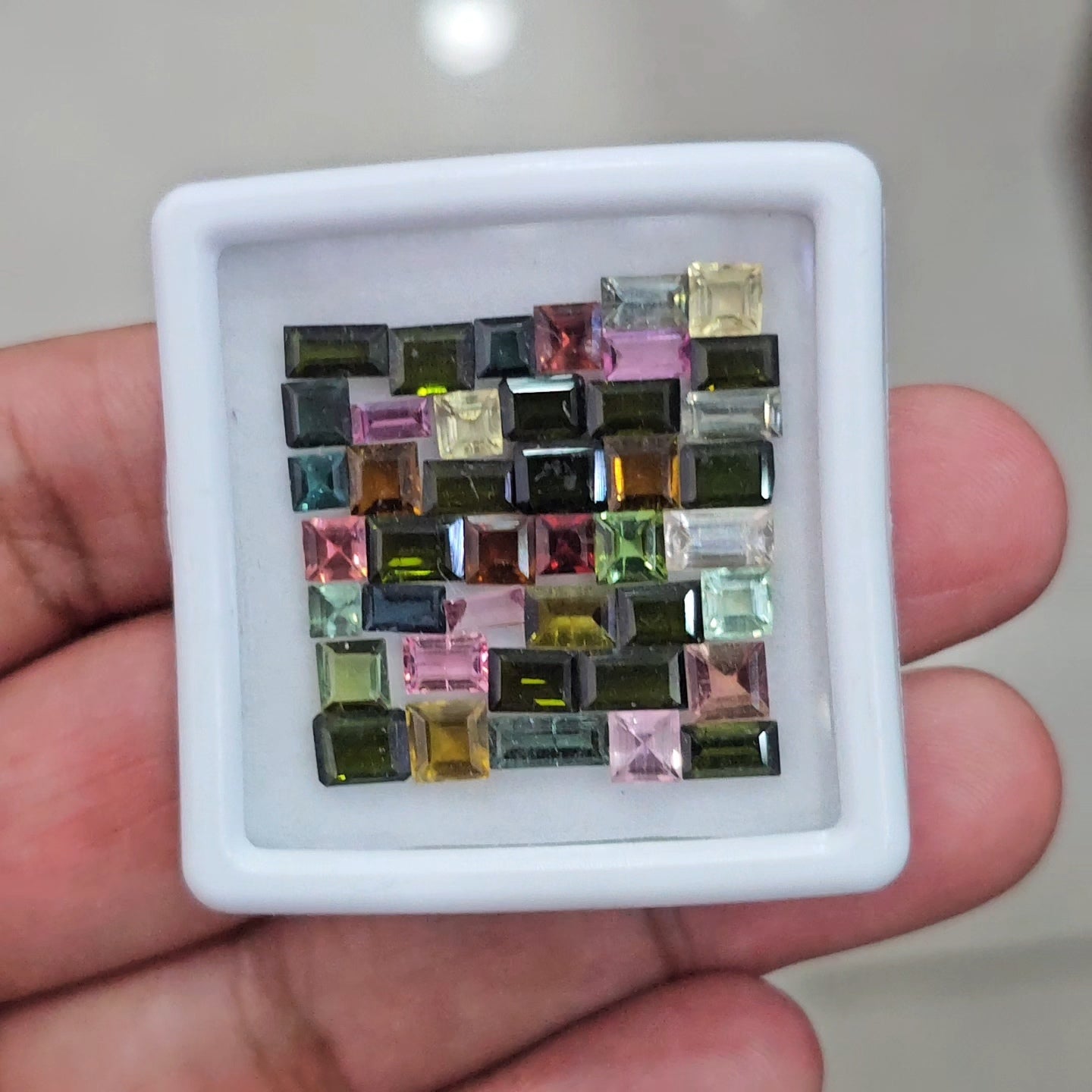 42pcs Of Natural Tourmaline Faceted | Sizes:3-7mm| Rectangle - The LabradoriteKing