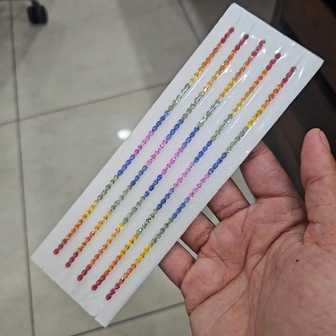 Natural Rainbow Sapphire 7'' Inches Line  | One Line is 4x3mm Oval | 10.25cts - The LabradoriteKing