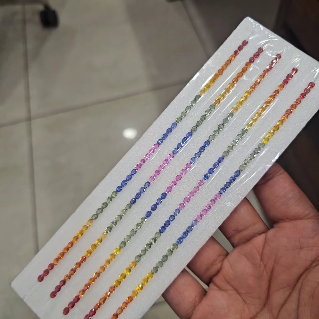 Natural Rainbow Sapphire 7'' Inches Line  | One Line is 4x3mm Oval | 10.25cts - The LabradoriteKing