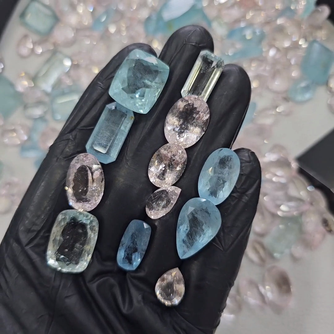 100 Carats scoop of Morganite amd Aquamarine Unheated combo | 12-20mm