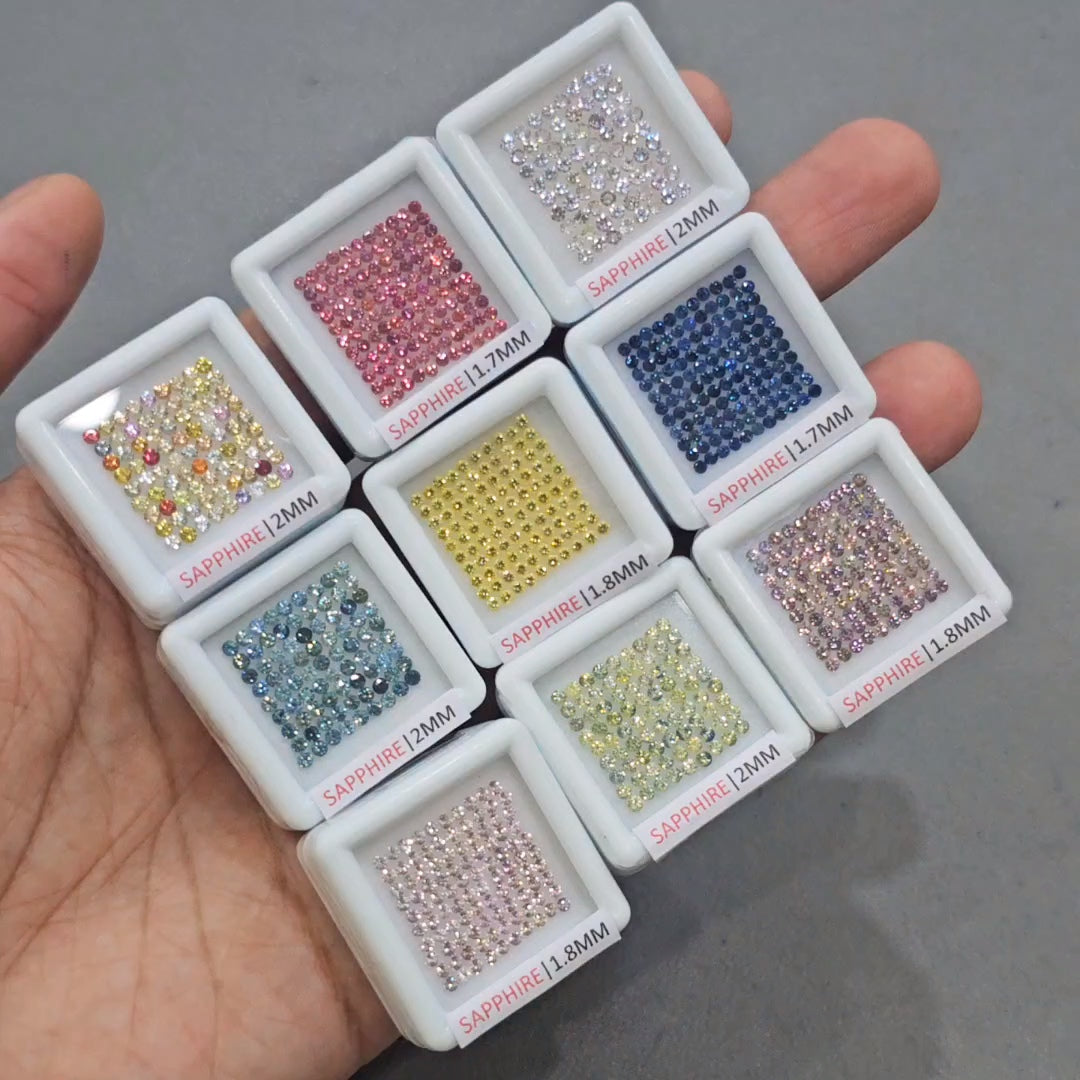 9 Boxes of Sapphire Melee | Ideal-Round Cut | New Pack
