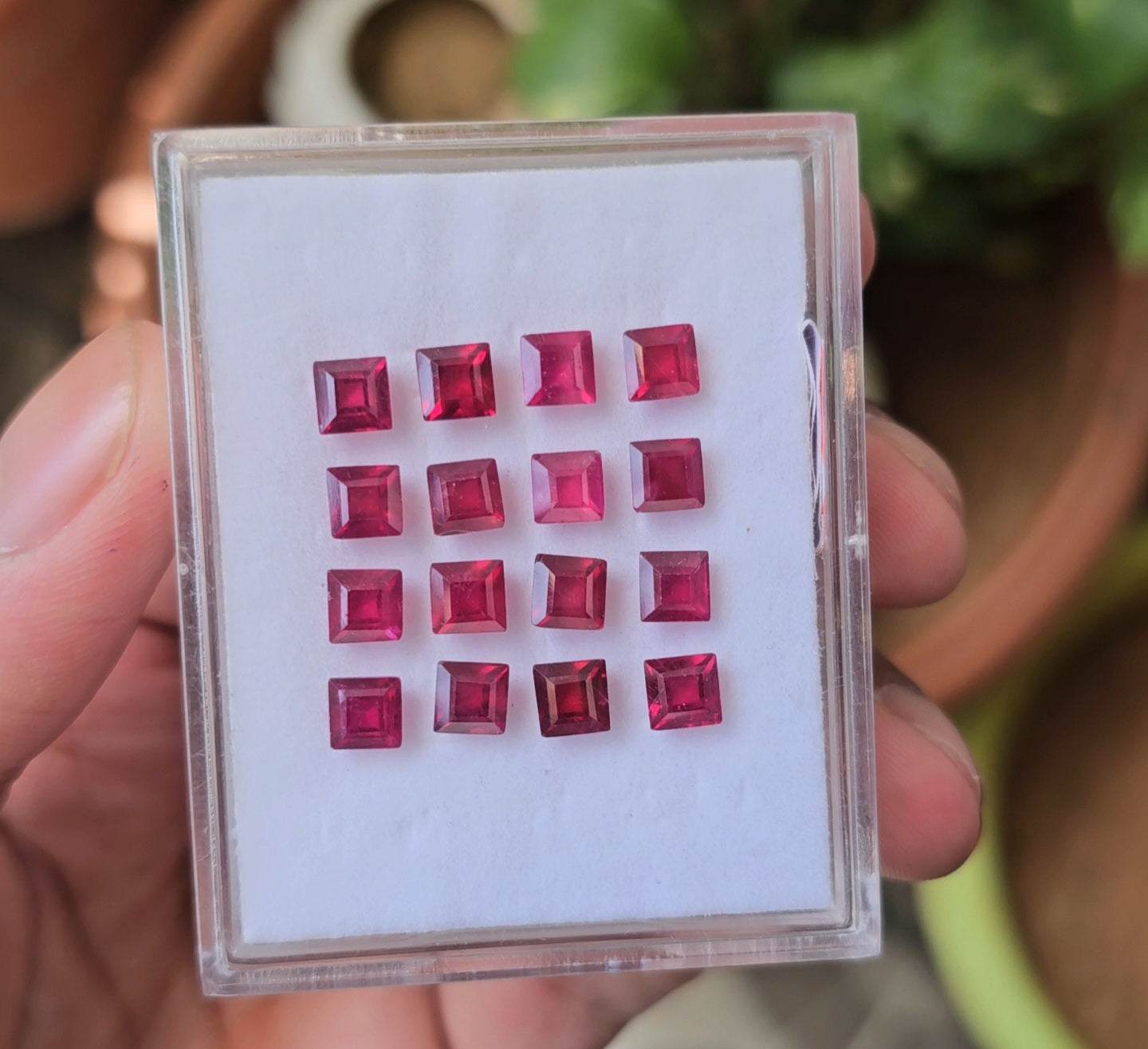 16 Pcs Of Natural Ruby Faceted Gemstone | Shape: Sqaure Size:5mm