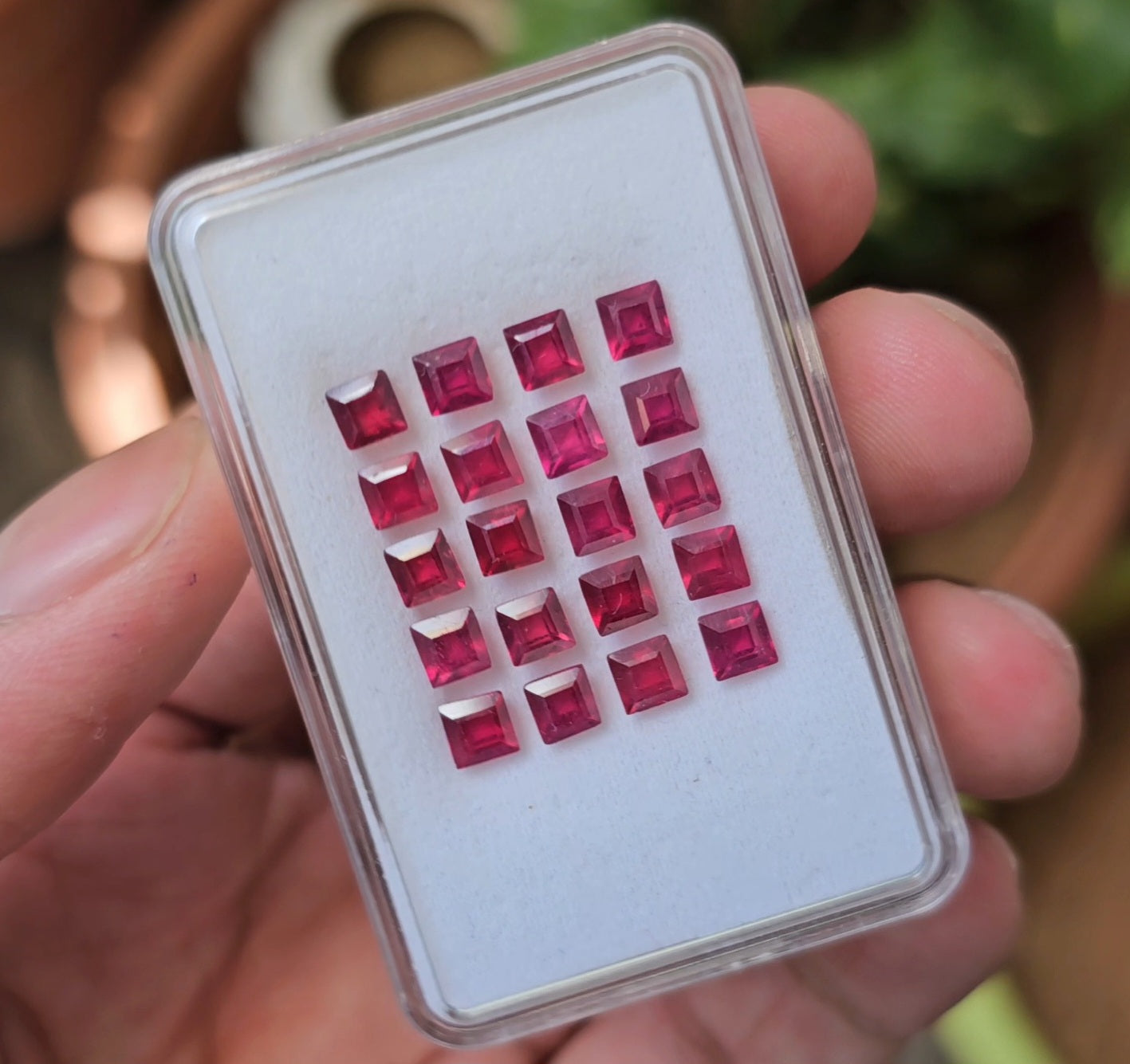 20 Pcs Of Natural Ruby Faceted Gemstone | Shape: Sqaure Size:4mm - The LabradoriteKing