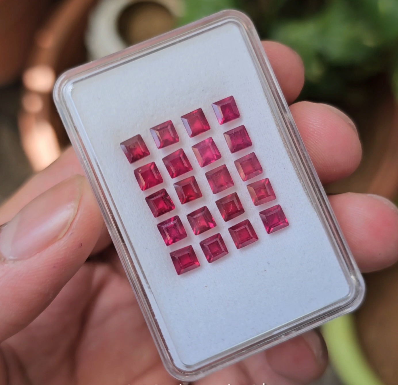 20 Pcs Of Natural Ruby Faceted Gemstone | Shape: Sqaure Size:4mm