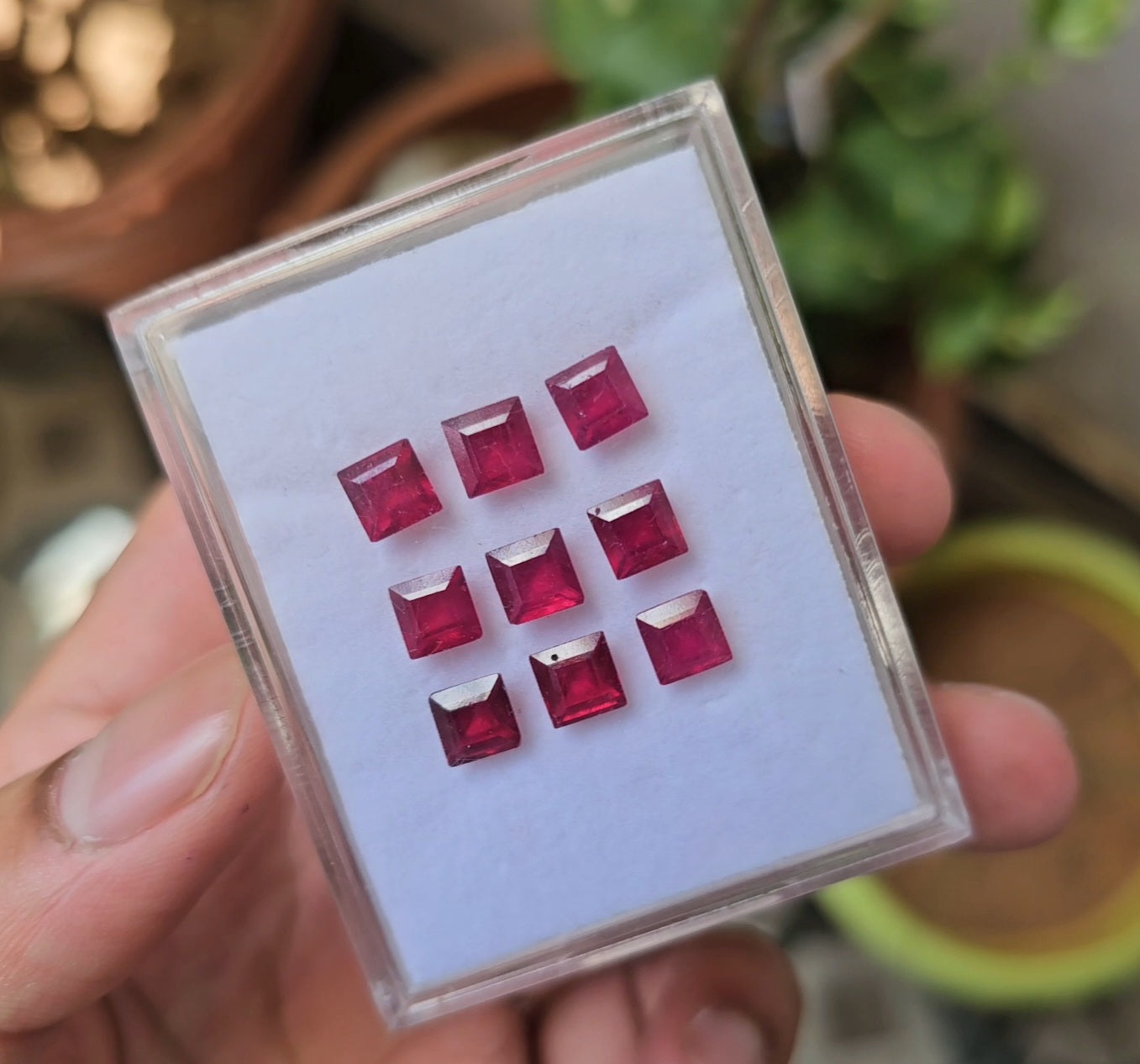 9 Pcs Of Natural Ruby Faceted Gemstone | Shape: Sqaure Size:6mm - The LabradoriteKing