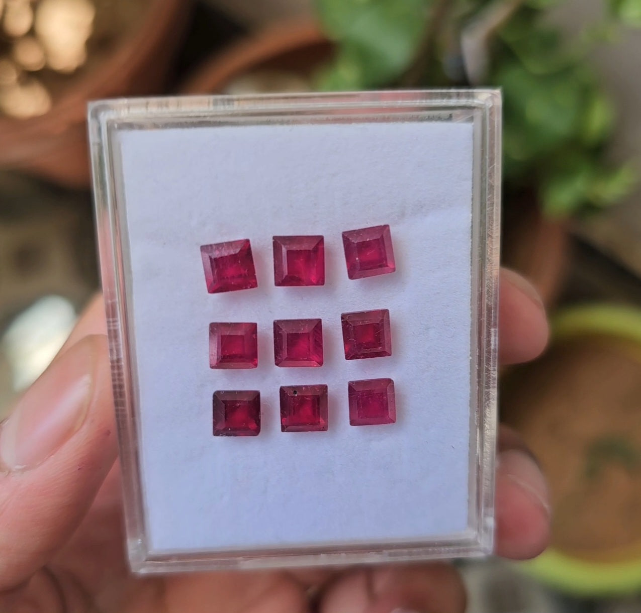 9 Pcs Of Natural Ruby Faceted Gemstone | Shape: Sqaure Size:6mm - The LabradoriteKing