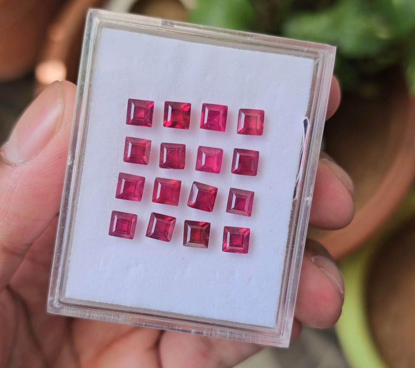 16 Pcs Of Natural Ruby Faceted Gemstone | Shape: Sqaure Size:5mm - The LabradoriteKing