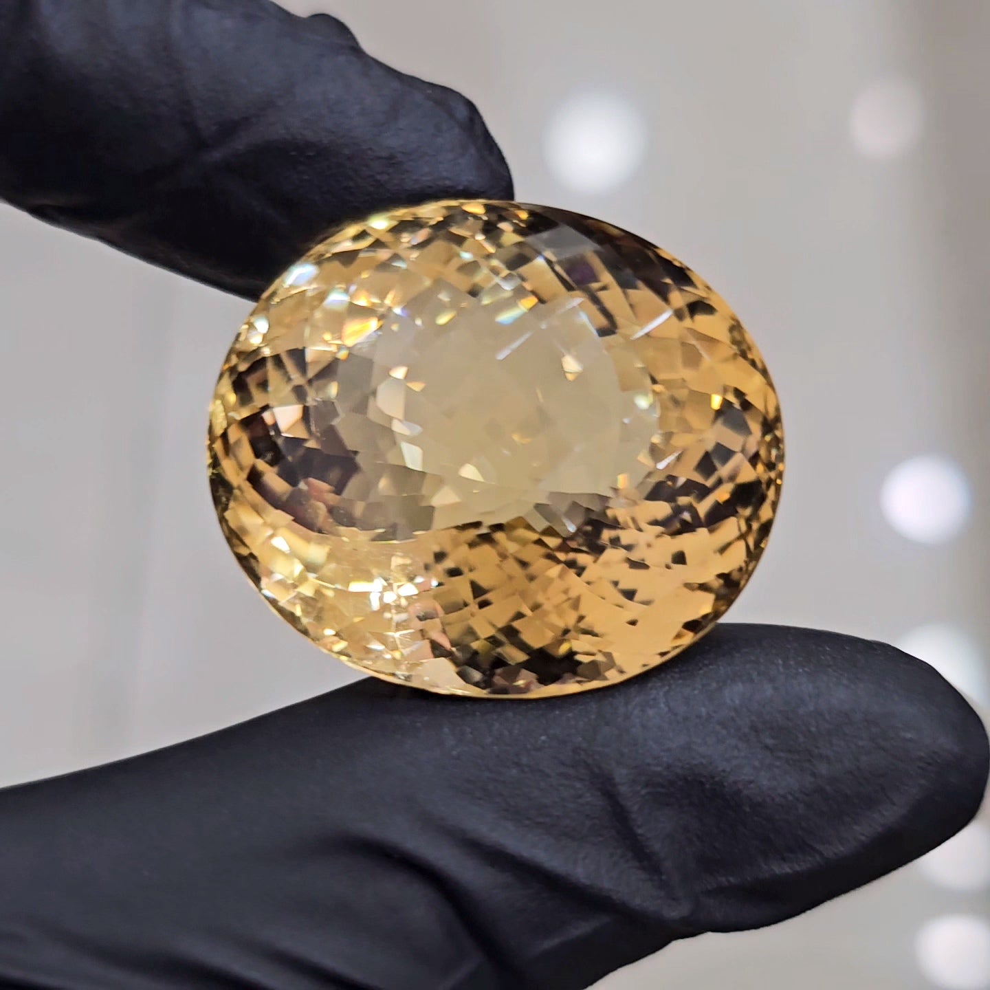 Natural Big Size Citrine Checkerboard Cut | Oval Shape | Size: 30x26mm - The LabradoriteKing