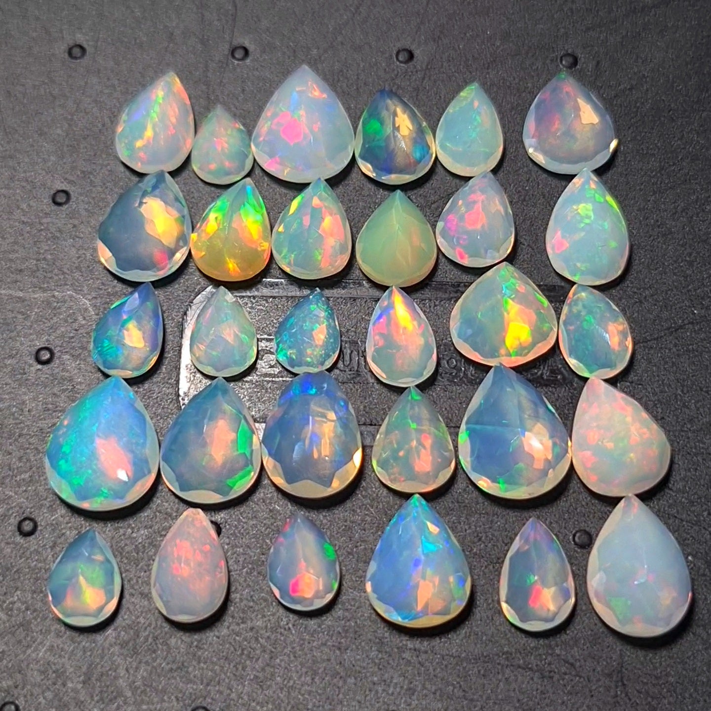 30 pcs Natural Ethiopian Opal Rose Cuts | Pear Shape | Size:7-10mm - The LabradoriteKing