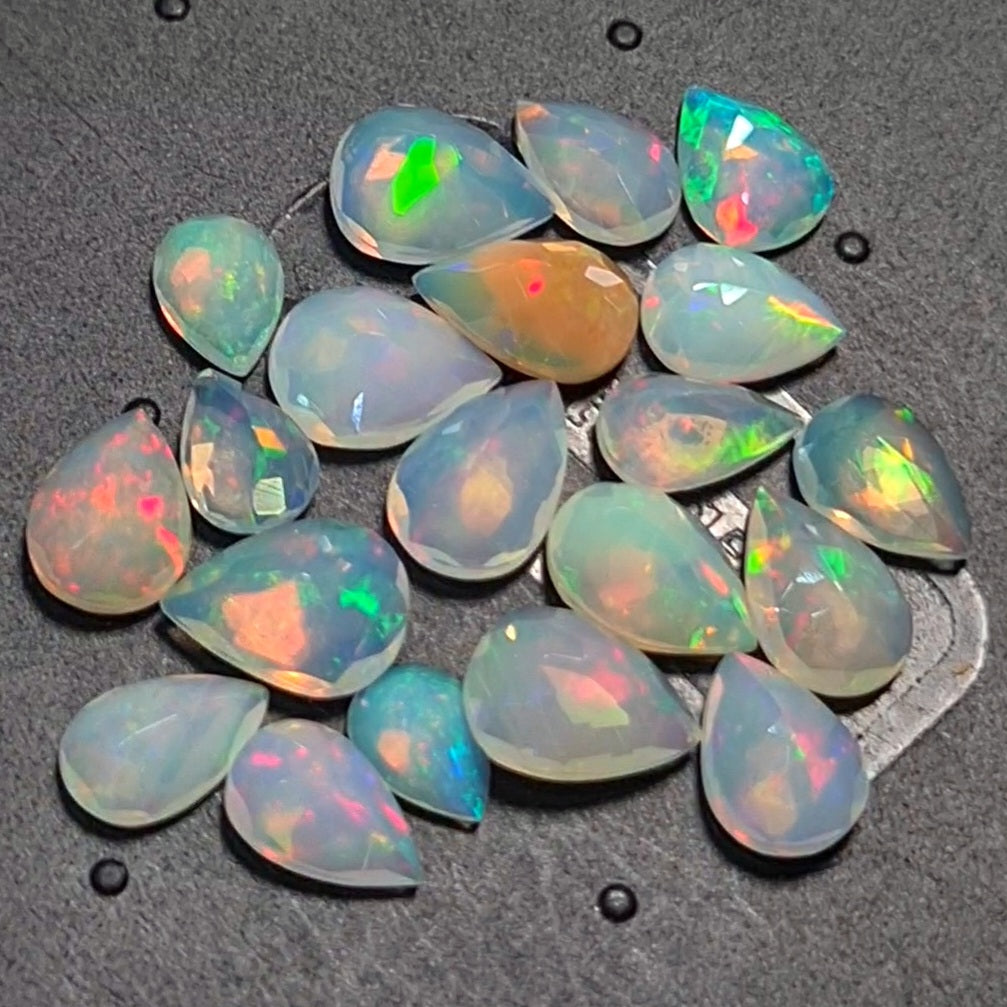 20 pcs Natural Ethiopian Opal Rose Cuts | Pear Shape | Size:7-9mm - The LabradoriteKing