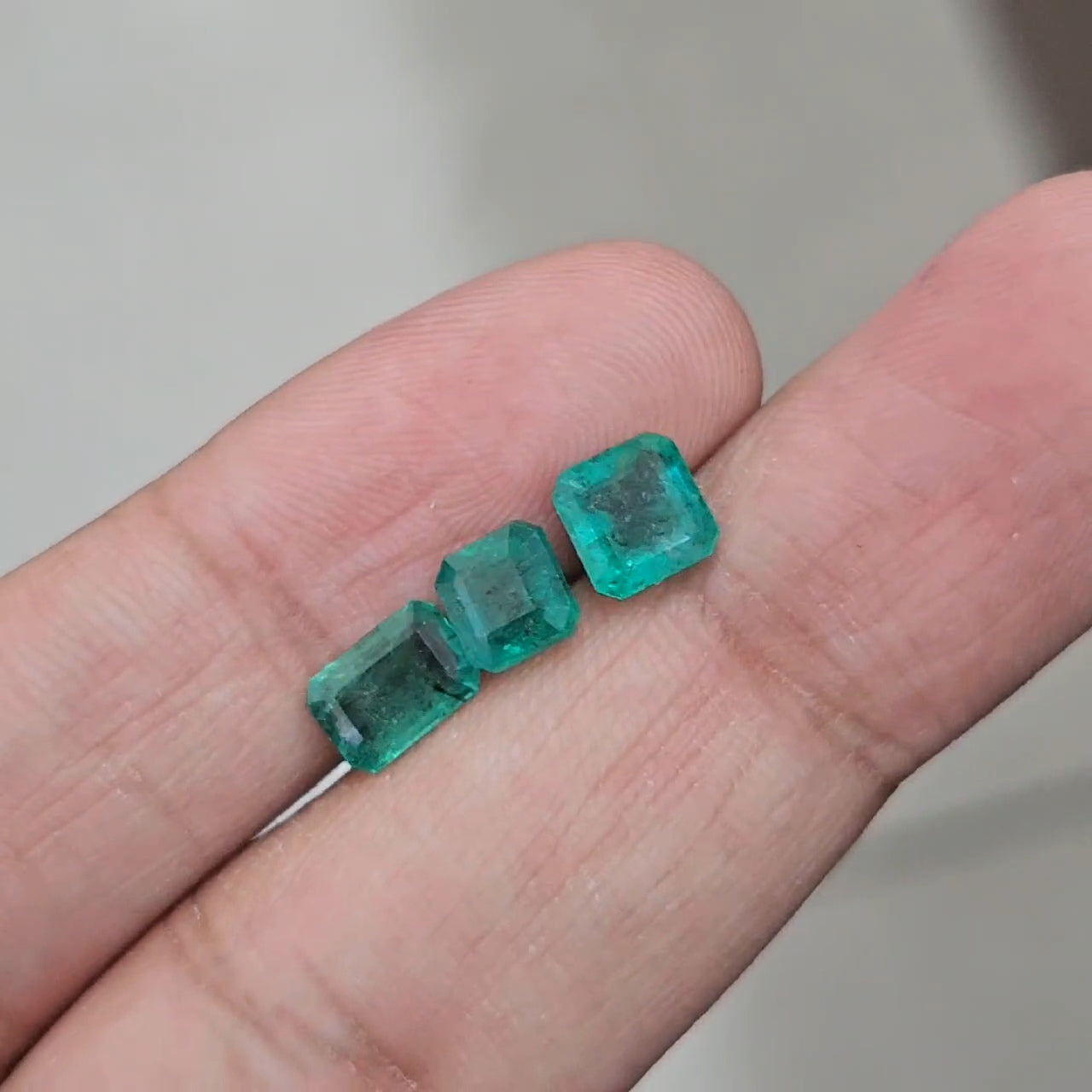 3 Pcs Natural Zambian Emerald Faceted | Rectangle & Square | Size: 6-7mm - The LabradoriteKing