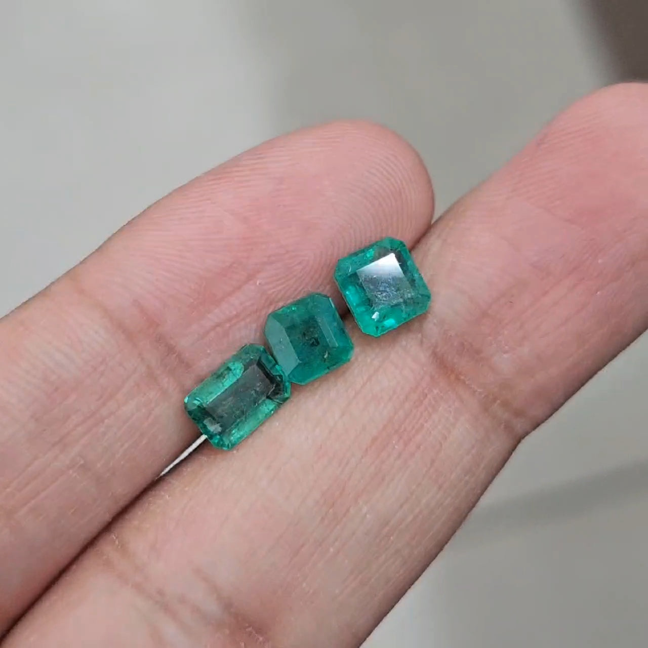 3 Pcs Natural Zambian Emerald Faceted | Rectangle & Square | Size: 6-7mm - The LabradoriteKing