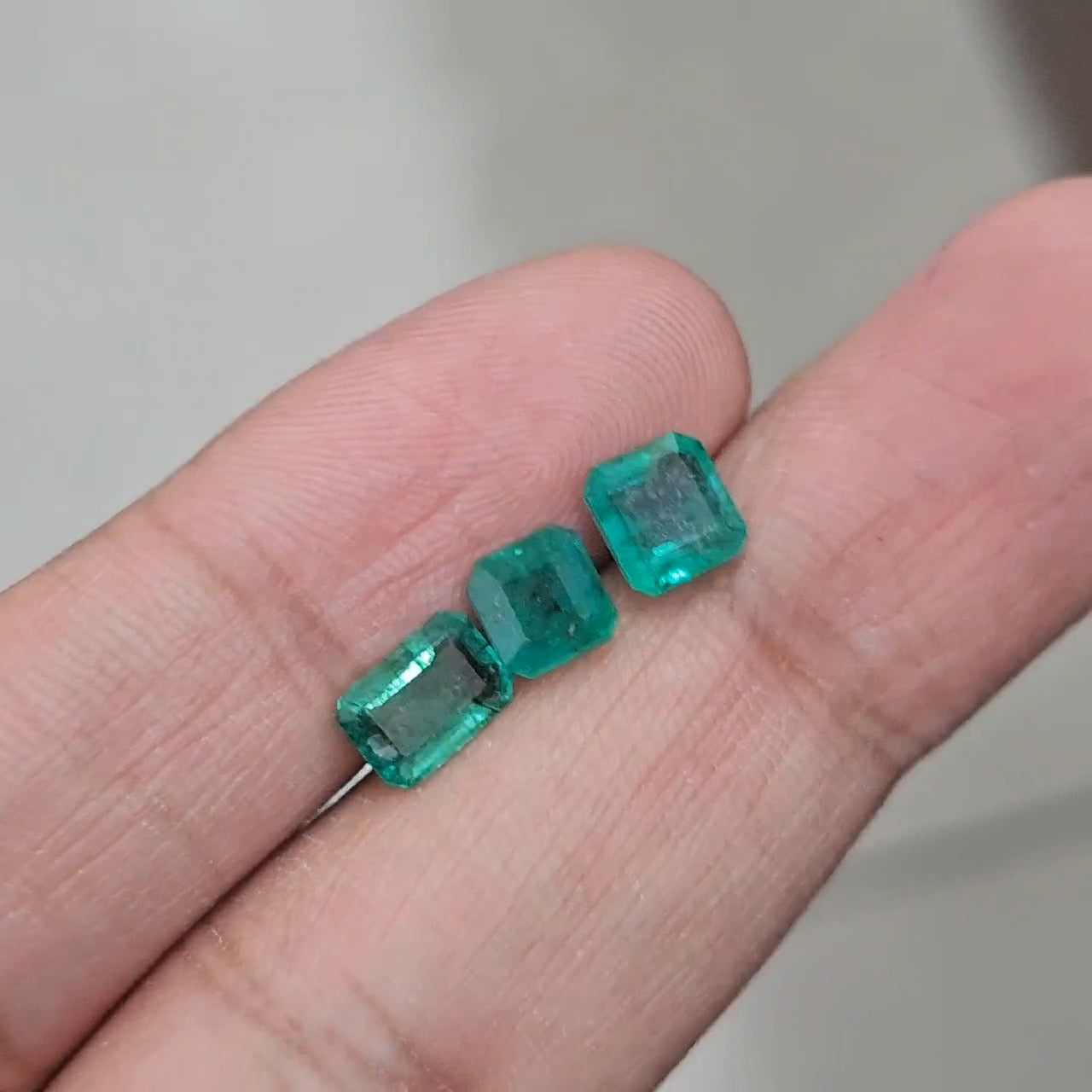 3 Pcs Natural Zambian Emerald Faceted | Rectangle & Square | Size: 6-7mm - The LabradoriteKing