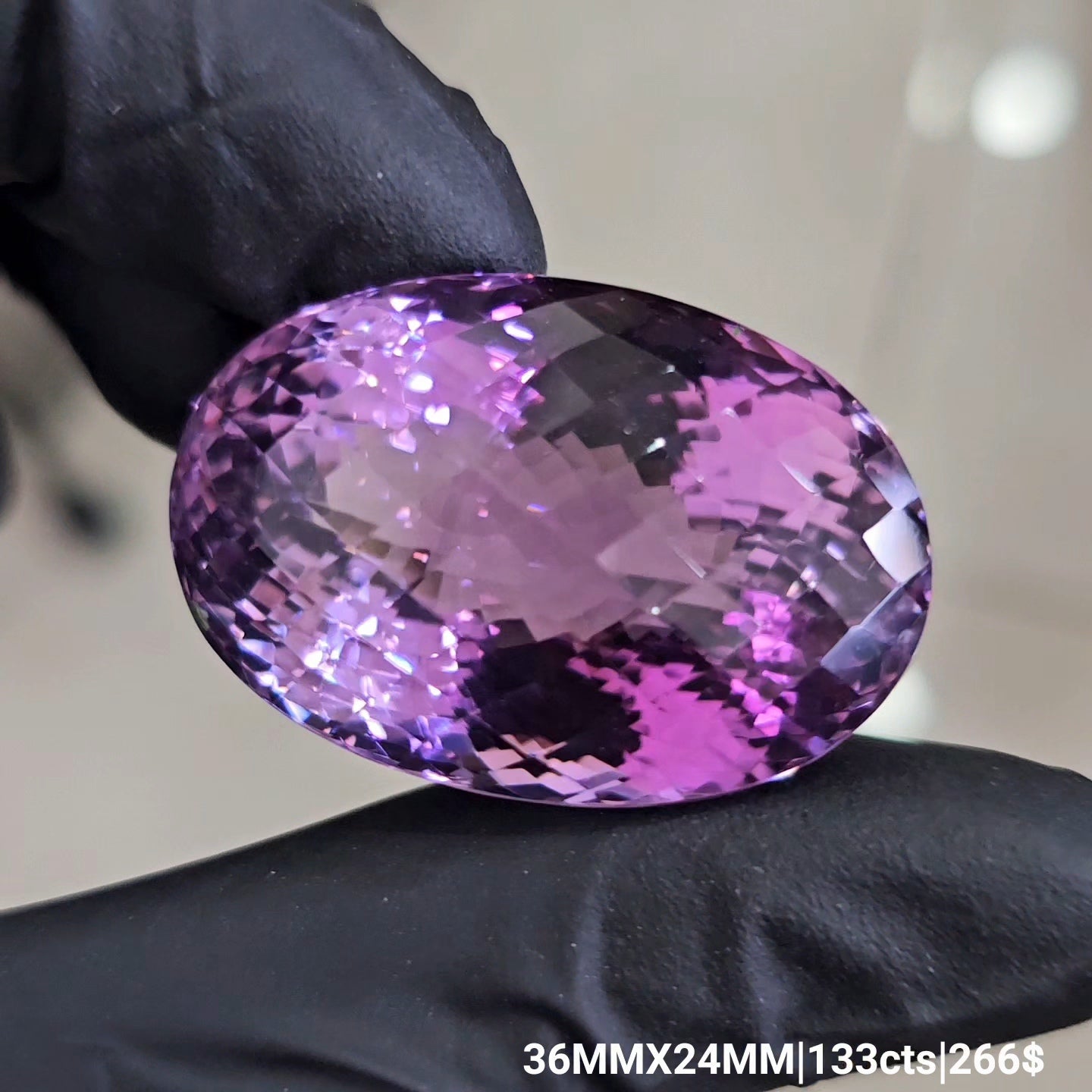 Natural Deep Color Amethyst Checkerboard Cut | Oval | Size: 36x24MM - The LabradoriteKing