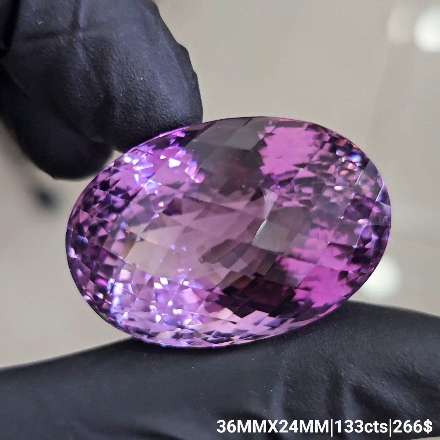 Natural Deep Color Amethyst Checkerboard Cut | Oval | Size: 36x24MM - The LabradoriteKing