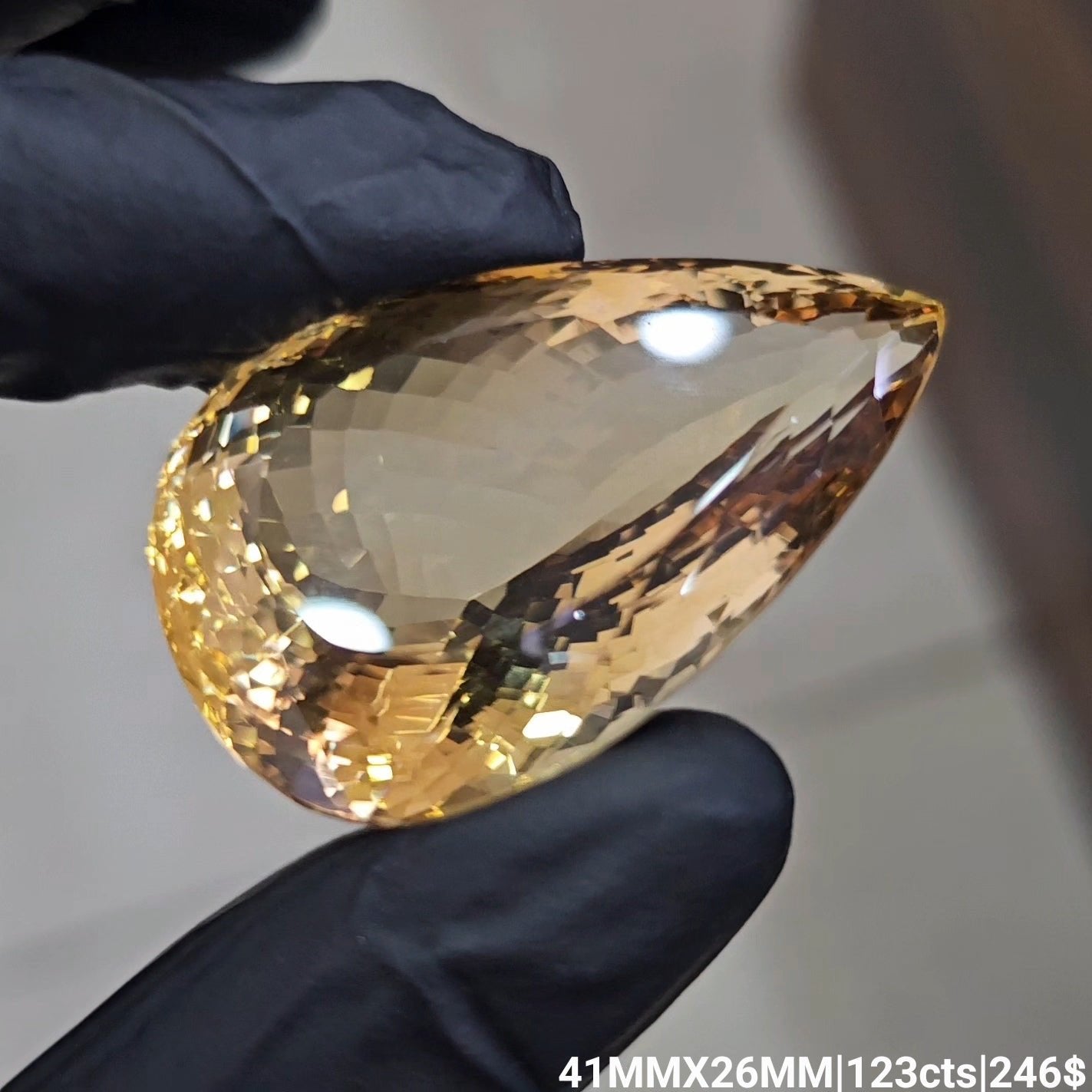 Natural Big Size Citrine Faceted  | Pear | Size: 41x26mm - The LabradoriteKing