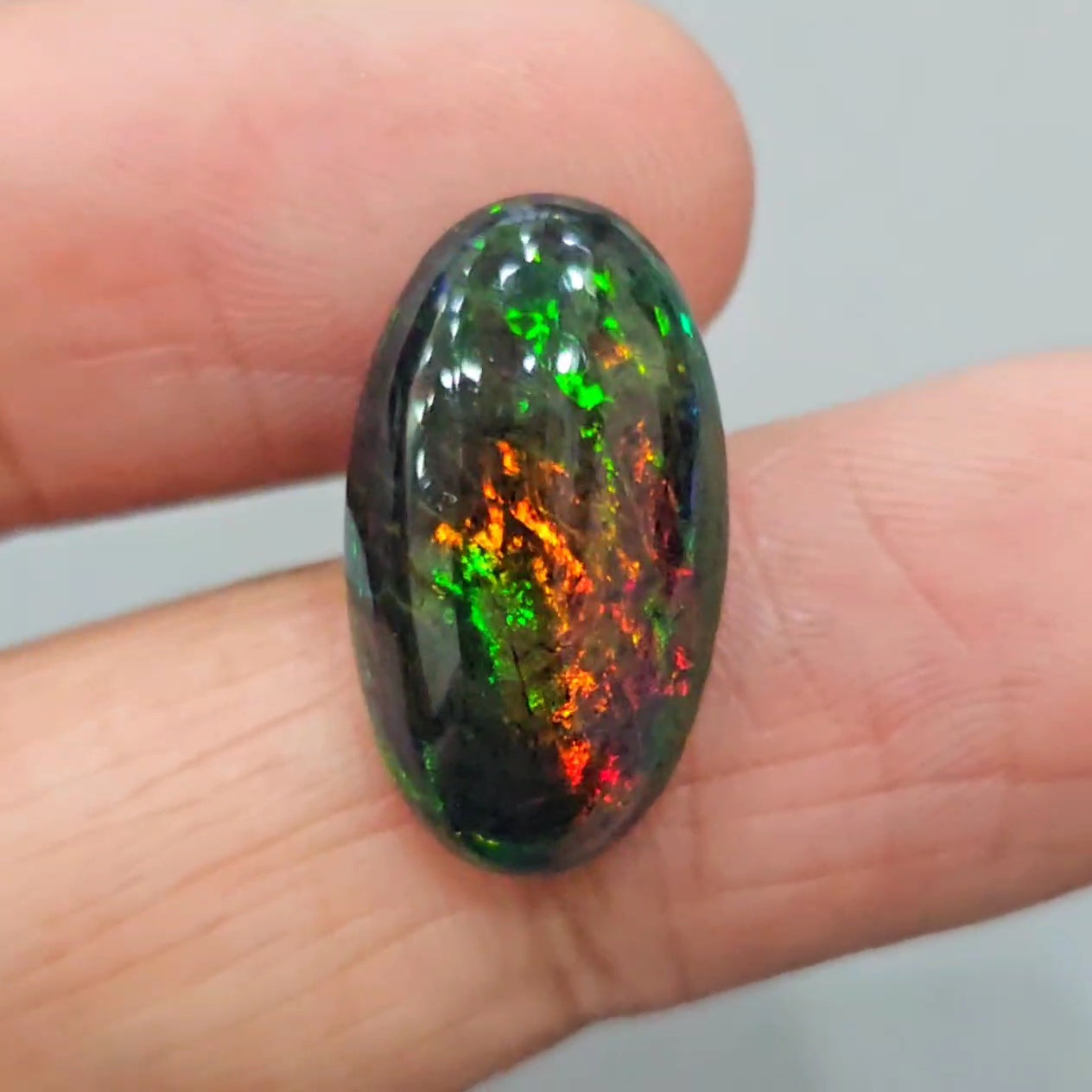 Natural Ethiopian Black Smoked Opal Cabochon | Oval | Size: 20x12mm | 6.8 Cts