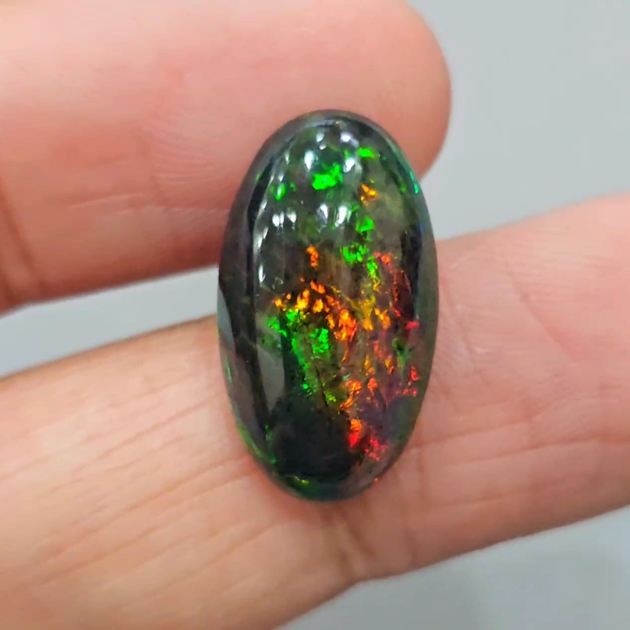 Natural Ethiopian Black Smoked Opal Cabochon | Oval | Size: 20x12mm | 6.8 Cts