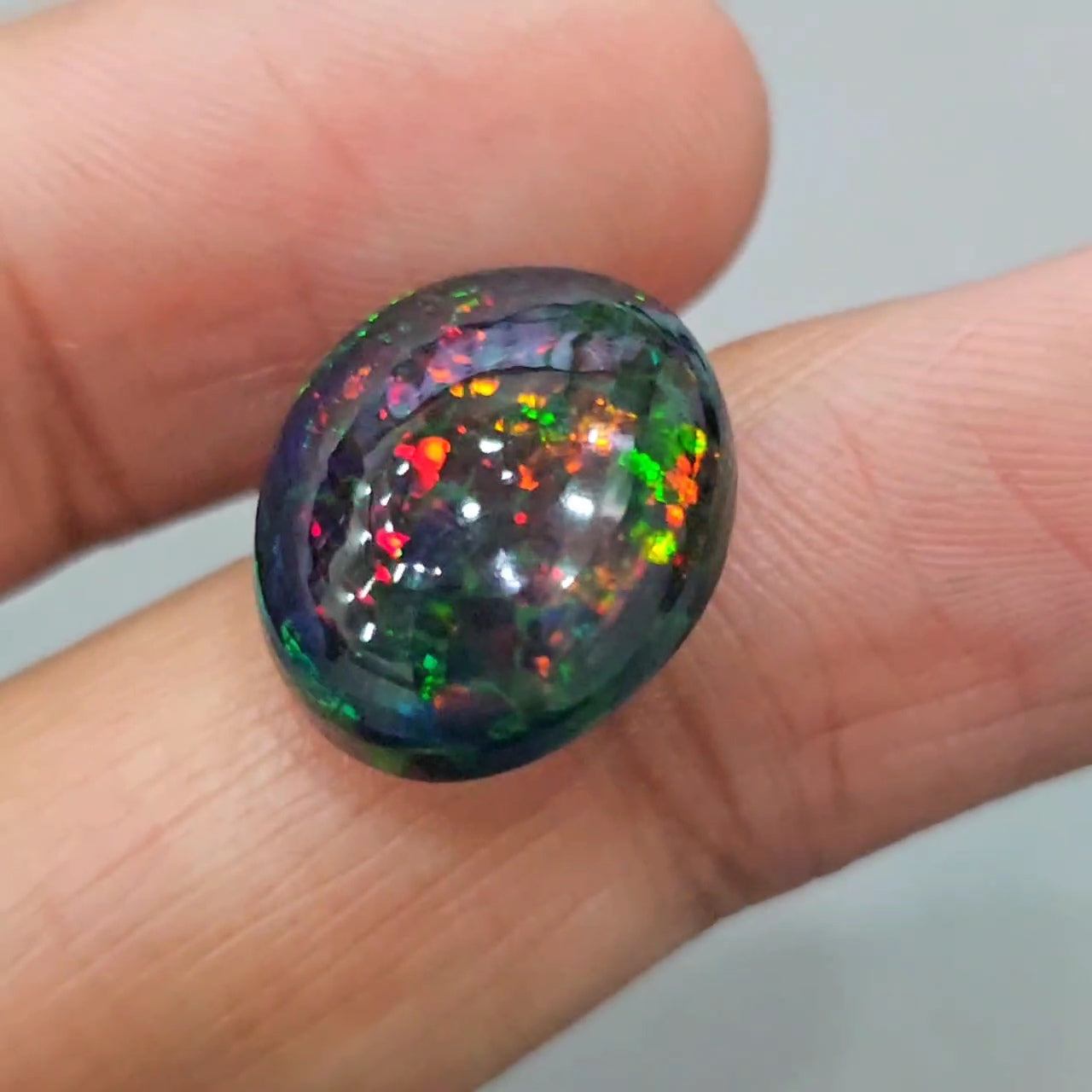 Natural Ethiopian Black Smoked Opal Cabochon | Oval | Size: 17x14mm | 7.9 Cts